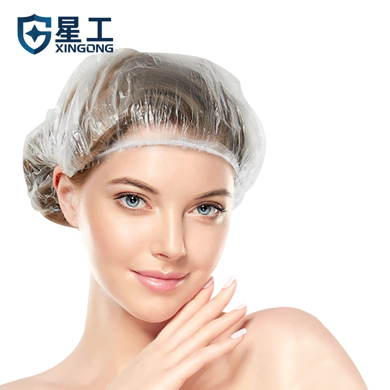 星工（XINGGONG）一次性浴帽 塑料头套防水防油烟透明条帽洗澡淋浴